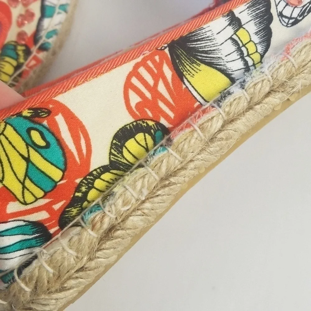 NINE WEST Opal Tropical Butterfly Print Embellished Espadrille Slip-On Loafers 5